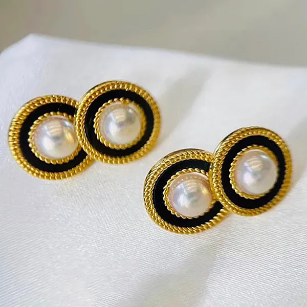 Khuyên Tai Nữ Kya Jewel Vintage Pearl PE44 Màu Vàng Đen - Trang sức - Vua Hàng Hiệu