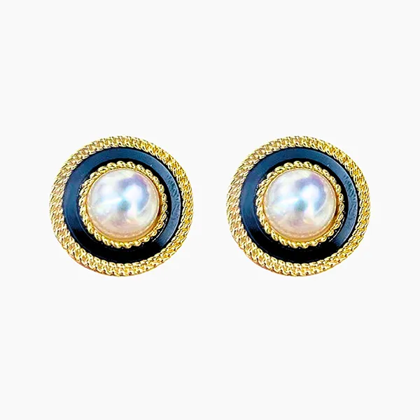 Khuyên Tai Nữ Kya Jewel Vintage Pearl PE44 Màu Vàng Đen - Trang sức - Vua Hàng Hiệu