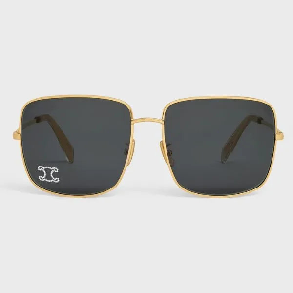 Kính Mát Celine Triomphe Rhinestone 01 Sunglasses In Metal With Crystals 4S284CMSB.35SS Màu Vàng Gold