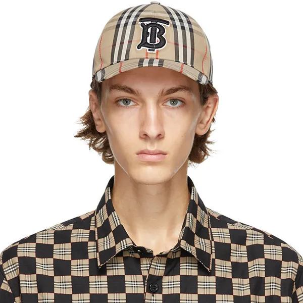 Mũ Burberry Beige Vintage Check TB Baseball Cap Màu Nâu Kẻ Size S