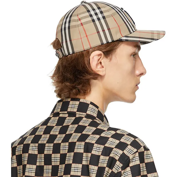 Mũ Burberry Beige Vintage Check TB Baseball Cap Màu Nâu Kẻ Size S