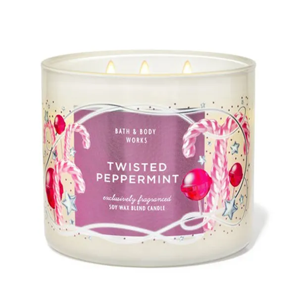 Nến Thơm Bath & Body Works Twisted Peppermint Soy Wax Blend Candle 411g - Nến thơm - Vua Hàng Hiệu