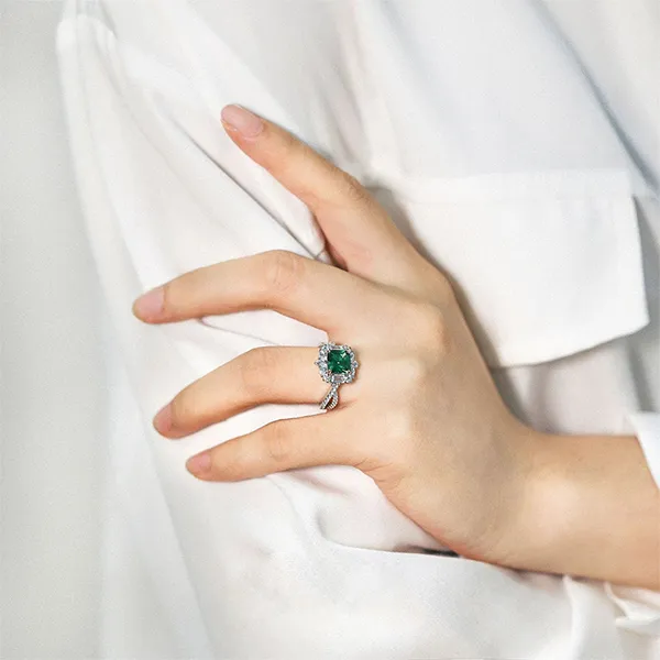 Nhẫn Nữ Kya Jewel Classic Glitzy SR127 Màu Bạc Phối Xanh - Trang sức - Vua Hàng Hiệu