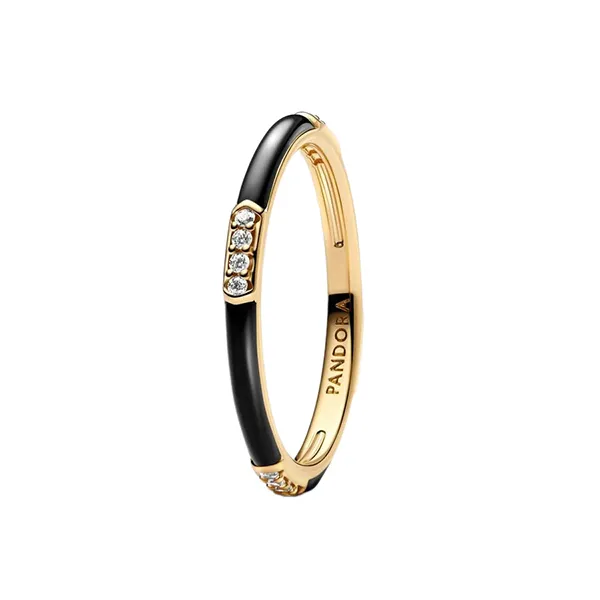Nhẫn Nữ Pandora Me Black Enamel & Stones Ring 163686C01 Màu Vàng