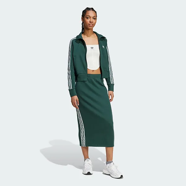 Set Áo Khoác + Chân Váy Nữ Adidas Adicolor Knit Top + Knit Skirt IW3162 / IW3167 Màu Xanh Green Size M (Form Á)
