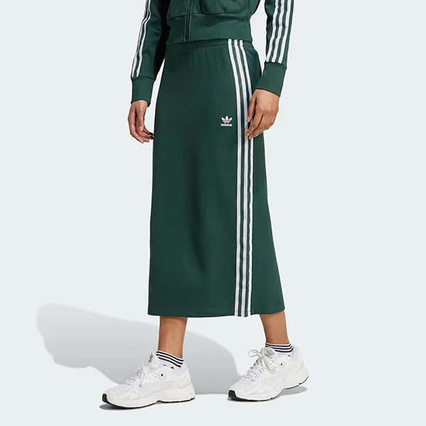 Set Áo Khoác + Chân Váy Nữ Adidas Adicolor Knit Top + Knit Skirt IW3162 / IW3167 Màu Xanh Green Size M (Form Á)