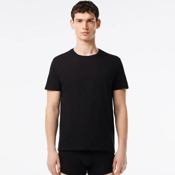 Set Áo Thun Nam Lacoste Men's 3-Pack Regular Fit Cotton Jersey T-Shirts TH3451 031 Màu Đen Size S - Thời trang - Vua Hàng Hiệu