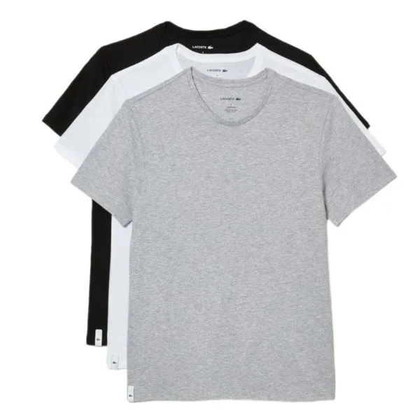 Set Áo Thun Nam Lacoste Men's 3-Pack Regular Fit Cotton Jersey T-Shirts TH3451 BXY Nhiều Màu (Trắng - Đen - Xám) Size XS - Thời trang - Vua Hàng Hiệu