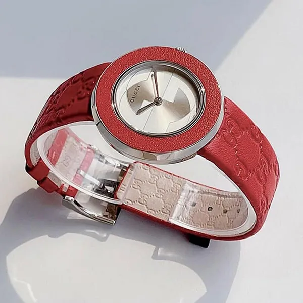 Set Đồng Hồ Nữ + Dây Đeo Gucci U Play Ladies Watch Màu Đỏ - Bạc - Đồng hồ - Vua Hàng Hiệu