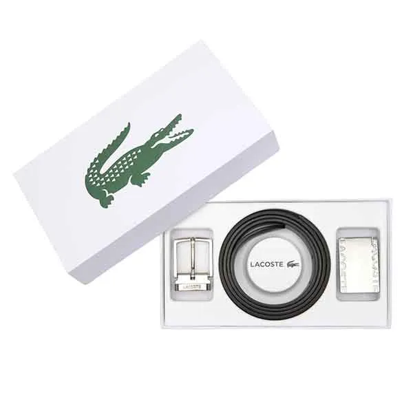 Set Thắt Lưng Nam Lacoste Men's Belt Gift Set Smooth Leather With Two Buckles RC4081 000 Màu Đen Size 100