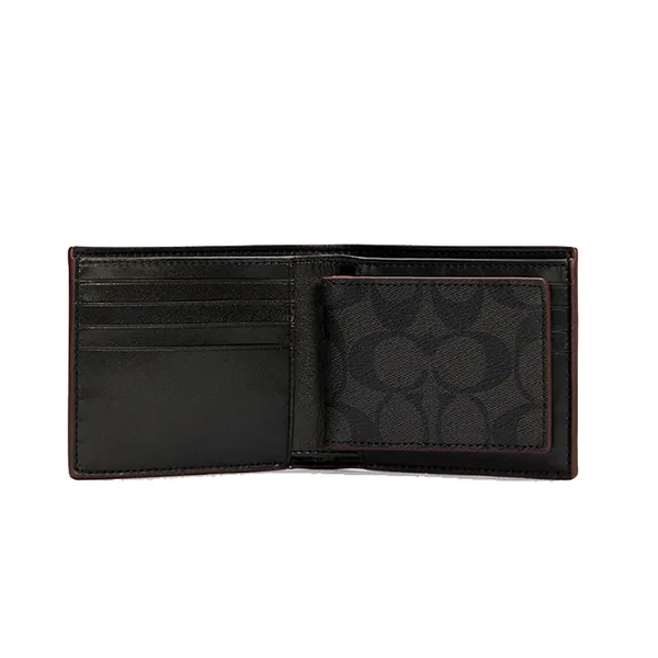 Set Ví Nam Coach Boxed 3 In 1 Wallet In Signature Canvas CS434 Gift Màu Đen Xám - Túi xách - Vua Hàng Hiệu