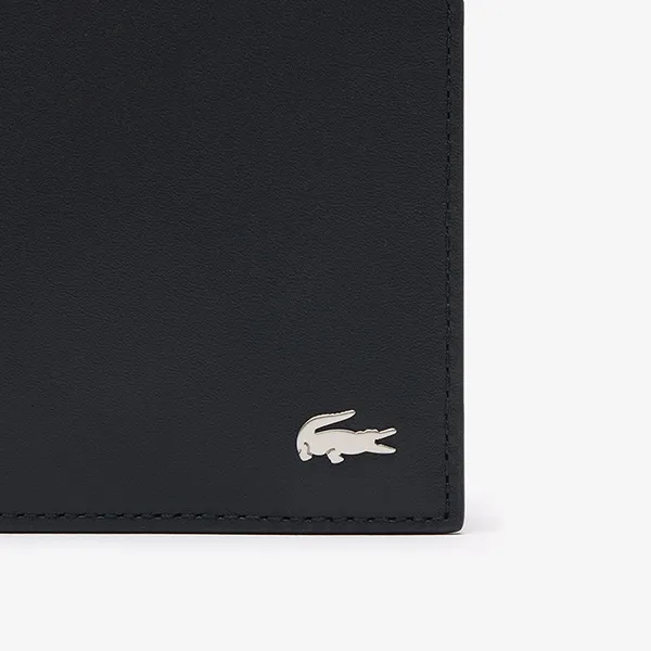 Set Ví Nam + Móc Khoá Lacoste Noir KR Farine NH4479FG N20 Màu Đen