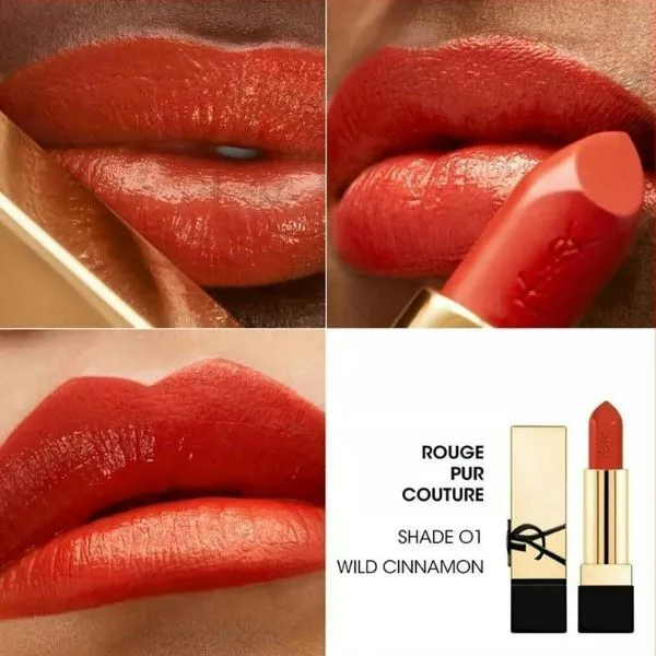 Son Lì Yves Saint Laurent YSL Rouge Pur Couture 01 Wild Cinnamon Màu Cam Gạch