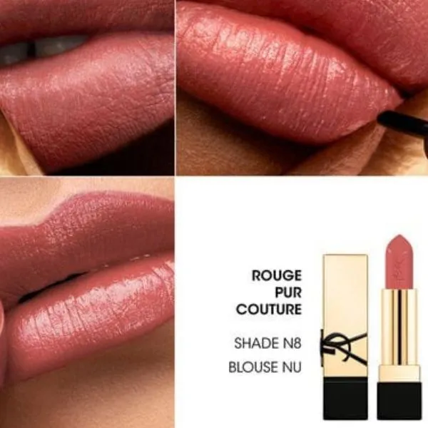 Son Lì Yves Saint Laurent YSL Rouge Pur Couture N8 Blouse Nu Màu Hồng Đất