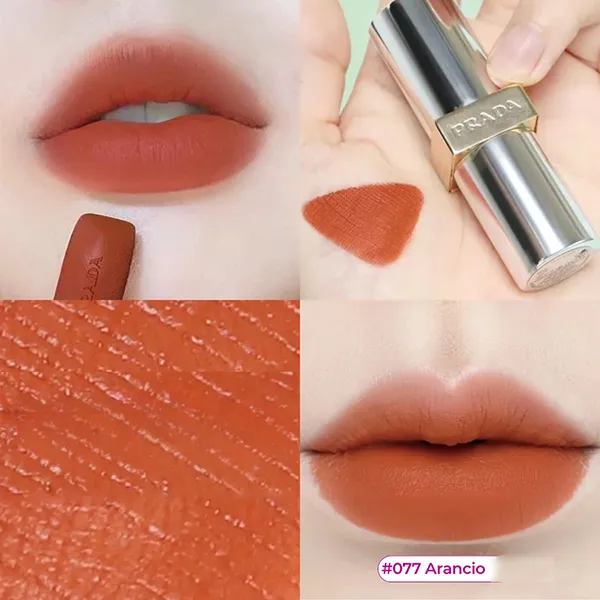 Son Prada Monochrome Hyper Matte 077 Arancio Màu Đỏ Cam Gạch - Son Môi - Vua Hàng Hiệu