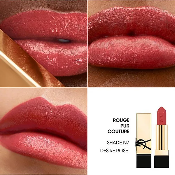 Son YSL Yves Saint Laurent Rouge Pur Couture Lipstick Màu N7 Desire Rose Hoa Hồng Khô - Son Môi - Vua Hàng Hiệu