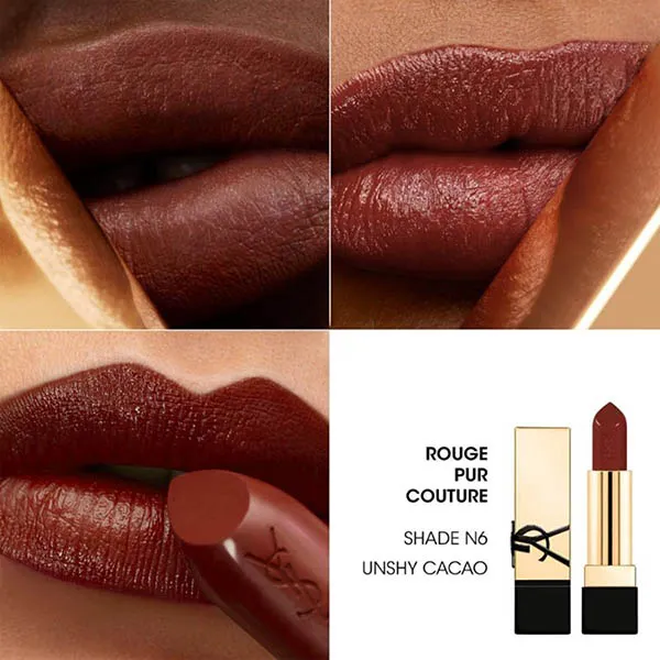 Son Yves Saint Laurent YSL Rouge Pur Couture N6 Unshy Cacao Màu Nâu Đỏ - Son Môi - Vua Hàng Hiệu