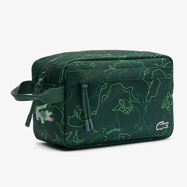 Túi Cầm Tay Lacoste Holiday Toiletry Bag Allover RG Flower Sinople NU4694HN N98 Màu Xanh Lá - Túi xách - Vua Hàng Hiệu