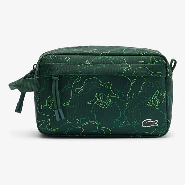 Túi Cầm Tay Lacoste Holiday Toiletry Bag Allover RG Flower Sinople NU4694HN N98 Màu Xanh Lá - Túi xách - Vua Hàng Hiệu