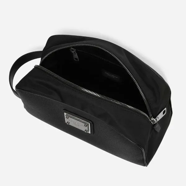 Túi Cầm Tay Nam Dolce & Gabbana D&G Grainy Calfskin And Nylon Toiletry Bag BT0989AD4478B956 Màu Đen