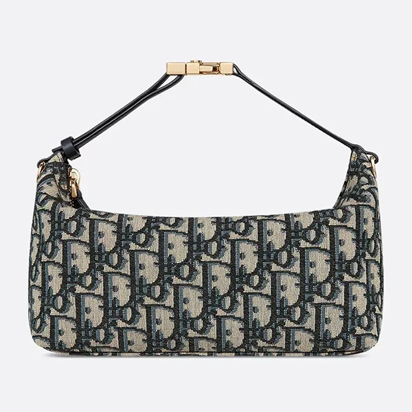 Túi Cầm Tay Nữ Dior Medium Diortravel Nomad Pouch Blue Oblique Jacquard S5554OTZQ_M928 Màu Xanh Be - Túi xách - Vua Hàng Hiệu