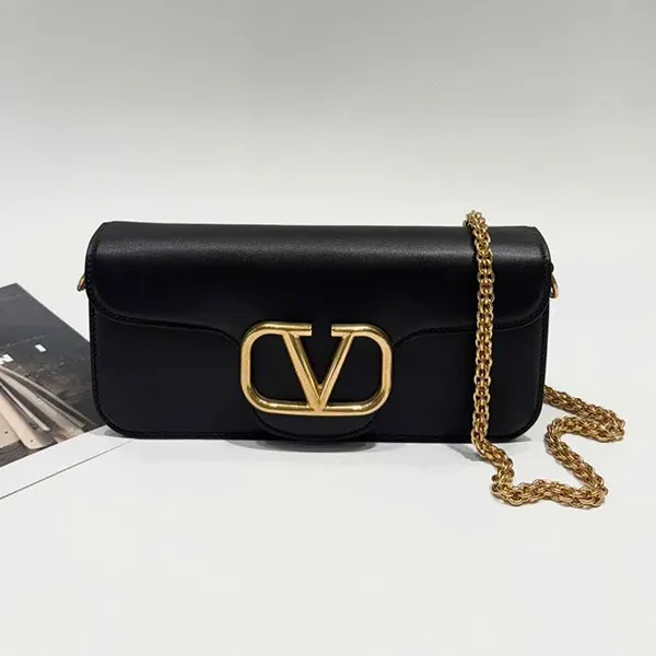 Túi Đeo Chéo Nữ Valentino Garavani Black V-Logo Crossbody Bag Màu Đen - Túi xách - Vua Hàng Hiệu