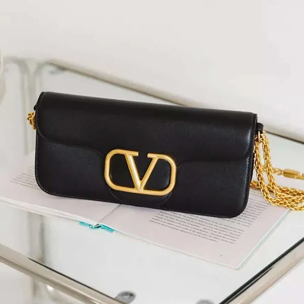 Túi Đeo Chéo Nữ Valentino Garavani Black V-Logo Crossbody Bag Màu Đen - Túi xách - Vua Hàng Hiệu