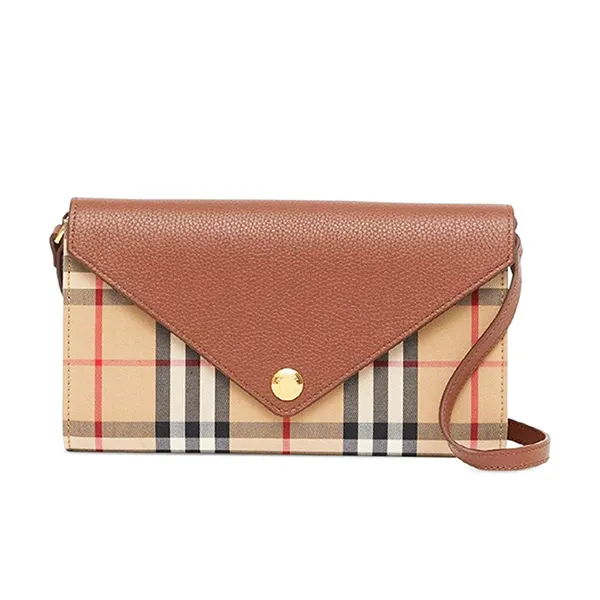Túi Đeo Chéo Burberry Vintage Check And Leather 8025162 Màu Nâu Be - Túi xách - Vua Hàng Hiệu