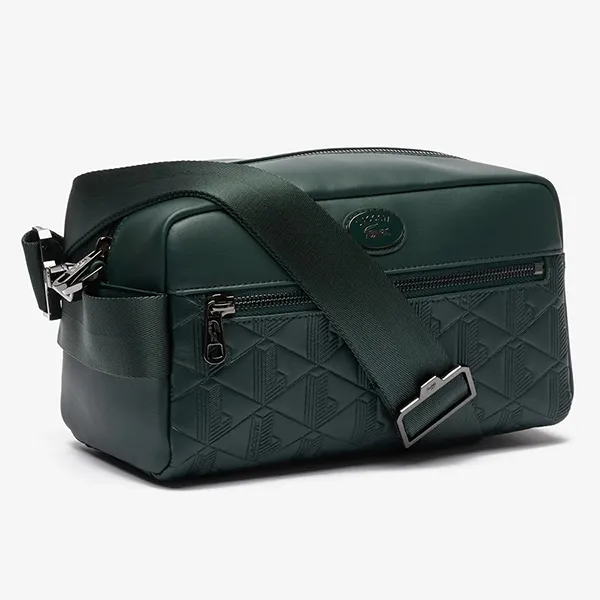 Túi Đeo Chéo Nam Lacoste Men's Leather Monogram Print Pouch Purse Bag NH4398MR B43 Màu Xanh Rêu - Túi xách - Vua Hàng Hiệu