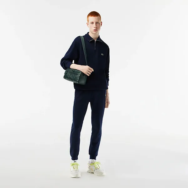 Túi Đeo Chéo Nam Lacoste Men's Leather Monogram Print Pouch Purse Bag NH4398MR B43 Màu Xanh Rêu - Túi xách - Vua Hàng Hiệu