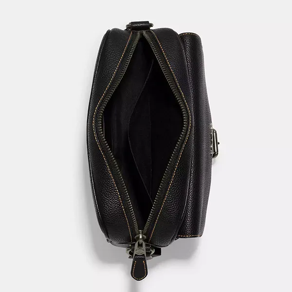 Túi Đeo Chéo Nam Coach Hudson Crossbody Bag In Signature Canvas CB846 QBAE4 Màu Nâu/Đen