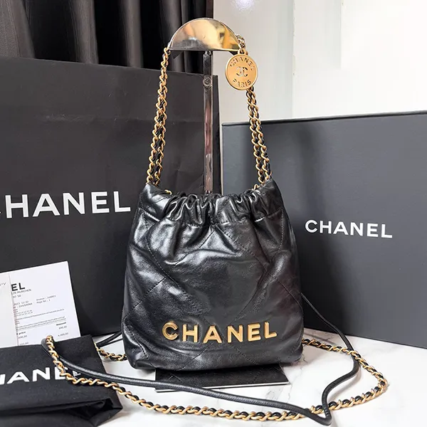 Túi Đeo Chéo Nữ Chanel C22 Mini Handbag Black Gold Màu Đen