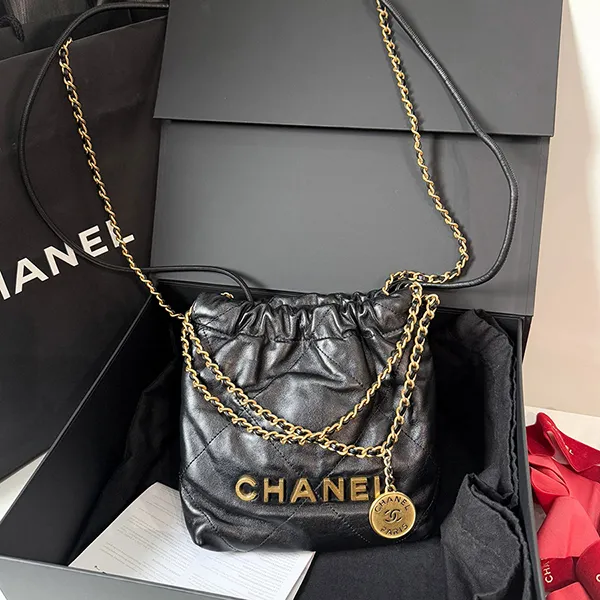 Túi Đeo Chéo Nữ Chanel C22 Mini Handbag Black Gold Màu Đen