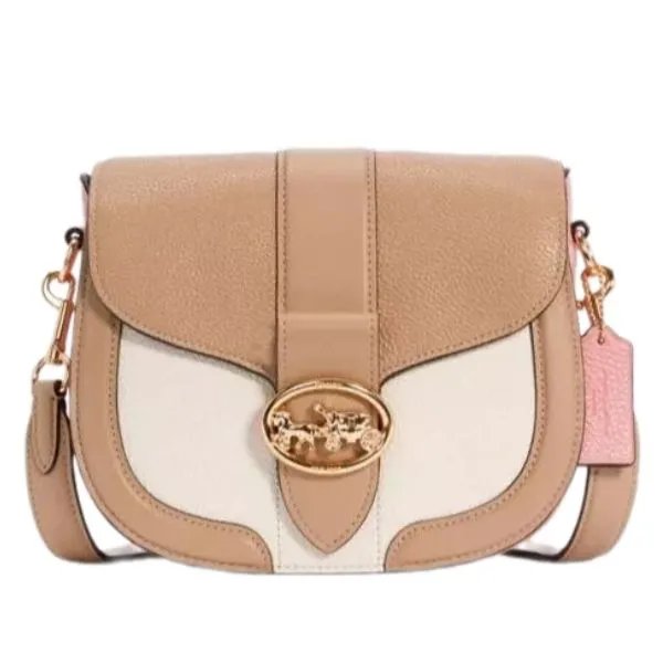 Túi Đeo Chéo Nữ Coach Georgie Crossbody Bag In Colorblock Leather Taupe C3596 Màu Be - Túi xách - Vua Hàng Hiệu