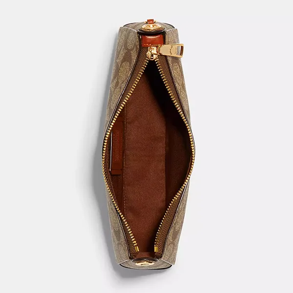 Túi Đeo Chéo Nữ Coach Jes Baguette In Signature Canvas With Radial Rainbow C6817 Màu Nâu