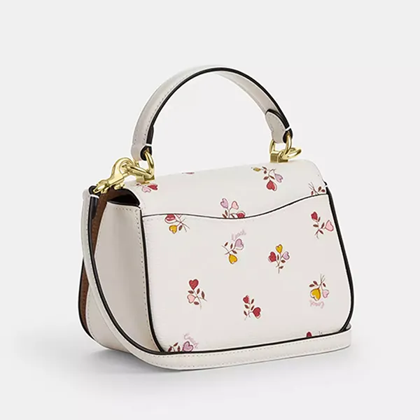 Túi Đeo Chéo Nữ Coach Lysa Top Handle Bag With Heart Print CX577 Gold/Chalk Multi Màu Trắng Họa Tiết - Túi xách - Vua Hàng Hiệu