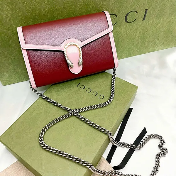 Túi Đeo Chéo Nữ Gucci Burgundy Dionysus Shoulder Bag 401231 18YQX-6664 Màu Đỏ Hồng