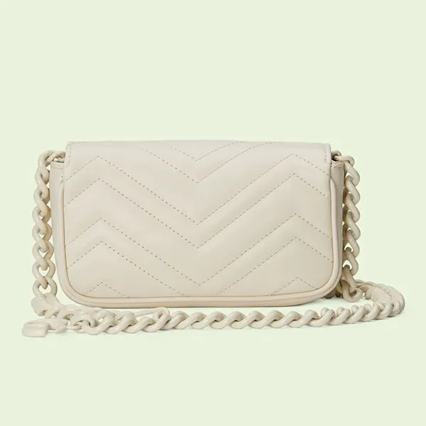 Túi Đeo Chéo Nữ Gucci GG Marmont Belt Bag Màu Trắng - Túi xách - Vua Hàng Hiệu