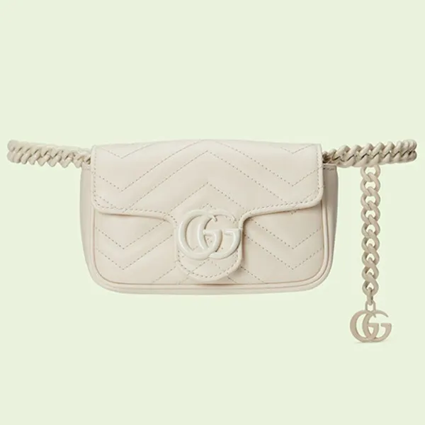 Túi Đeo Chéo Nữ Gucci GG Marmont Belt Bag Màu Trắng - Túi xách - Vua Hàng Hiệu