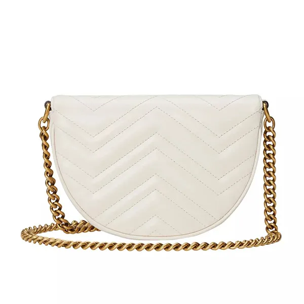 Túi Đeo Chéo Nữ Gucci GG Marmont Matelassé Chain Mini Crossbody Bag Màu Trắng - Túi xách - Vua Hàng Hiệu