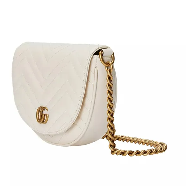 Túi Đeo Chéo Nữ Gucci GG Marmont Matelassé Chain Mini Crossbody Bag Màu Trắng - Túi xách - Vua Hàng Hiệu