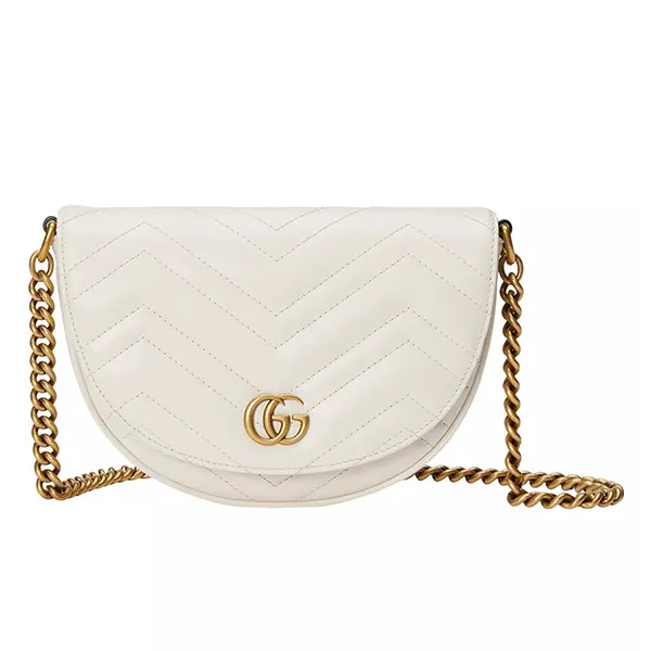 Túi Đeo Chéo Nữ Gucci GG Marmont Matelassé Chain Mini Crossbody Bag Màu Trắng - Túi xách - Vua Hàng Hiệu