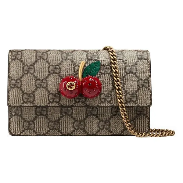 Túi Đeo Chéo Nữ Gucci GG Supreme Mini Bag With Cherries 481291 K9GXT 8694 Màu Be - Túi xách - Vua Hàng Hiệu