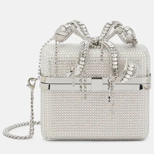 Túi Đeo Chéo Nữ Self-Portrait The Bow Micro Crystal Bag P00885124 Màu Bạc - Túi xách - Vua Hàng Hiệu