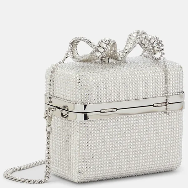 Túi Đeo Chéo Nữ Self-Portrait The Bow Micro Crystal Bag P00885124 Màu Bạc - Túi xách - Vua Hàng Hiệu