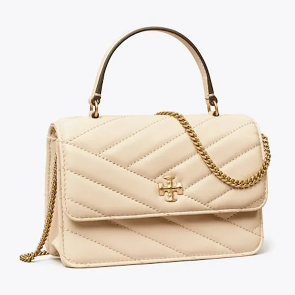 Túi Đeo Chéo Nữ Tory Burch Kira Chevron Mini Top Handle Crossbody Bag 152356 Màu Be - Túi xách - Vua Hàng Hiệu