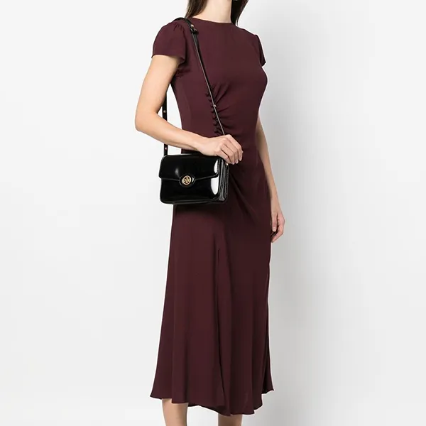 Túi Đeo Chéo Nữ Tory Burch Robinson Spazzolato Shoulder Crossbody Bag Black Màu Đen