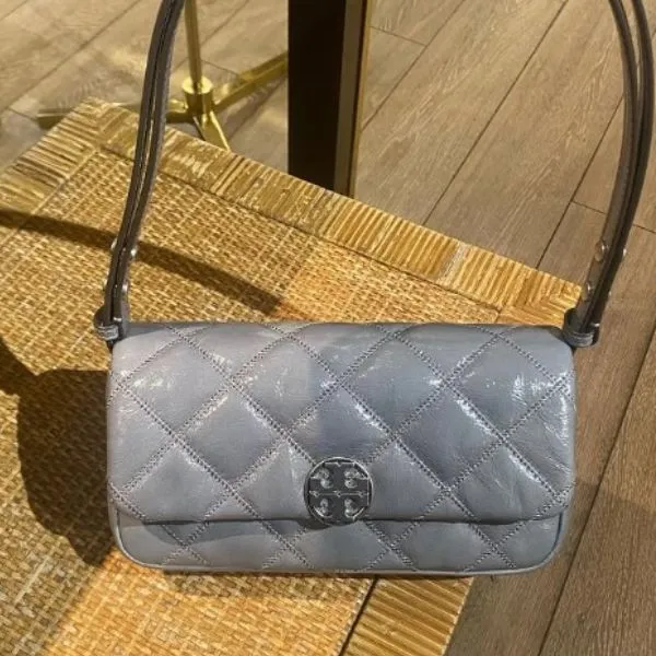 Túi Đeo Chéo Nữ Tory Burch Willa Matte Gray Quilted Chain Crossbody Bag Màu Xám - Túi xách - Vua Hàng Hiệu