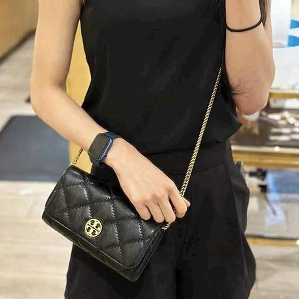 Túi Đeo Chéo Nữ Tory Burch Willa Quilted Leather Chain Wallet Crossbody Clutch Bag 150076 Black Màu Đen - Túi xách - Vua Hàng Hiệu