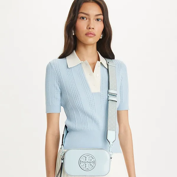 Túi Đeo Chéo Nữ Tory Burch Mini Miller Monochromatic Crossbody Bag Màu Xanh Nhạt